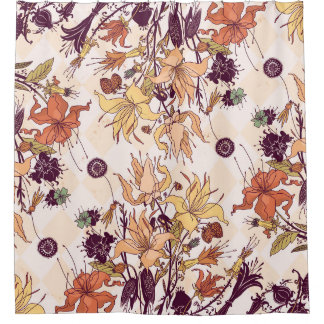 Floral Light Raster Illustration Shower Curtain