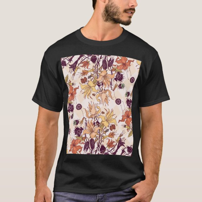 Floral Light Raster Illustration T-Shirt (Front)