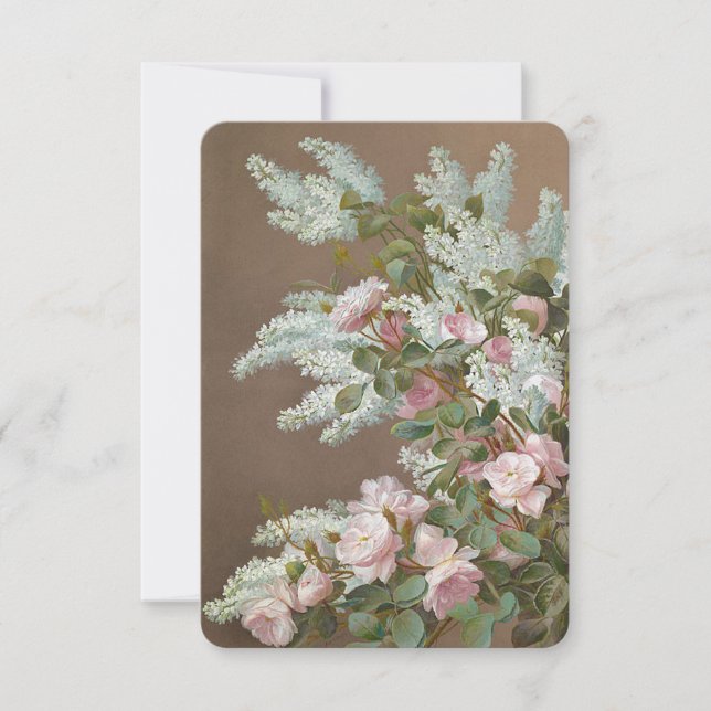 Floral Lilac and Roses Note Card with Envelope (Front)