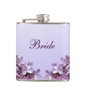 Floral Lilac Flowers Wedding Bride Hip Flask