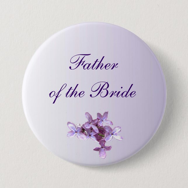 Floral Lilac Flowers Wedding Father of Bride Pin (Front)