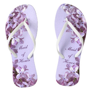 Floral Lilac Flowers Wedding Maid of Honour Jandals