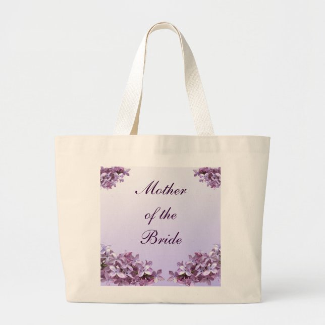 Floral Lilac Flowers Wedding Mother of the Bride Large Tote Bag (Front)