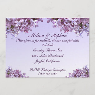 Floral Lilac Flowers Wedding Reception Invitation