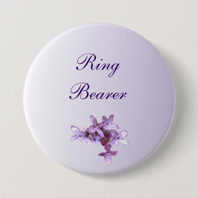 Floral Lilac Flowers Wedding Ring Bearer Pin (Front)