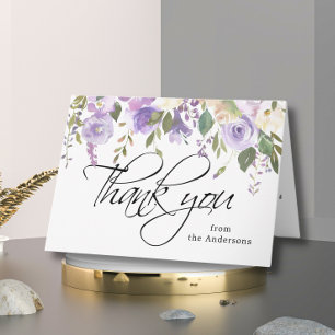 Floral Lilac Funeral Sympathy Thank You Photo Card