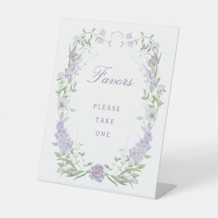 Floral Lilac Lavender Frame Favours Pedestal Sign