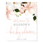 Floral lilies spring baby shower welcome sign