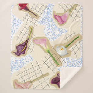 Floral Lilly Pattern Sherpa Blanket