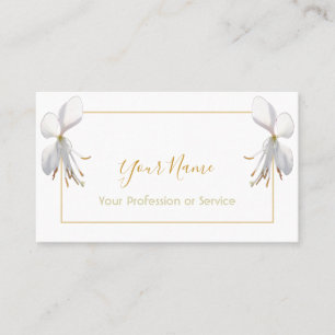 Floral lily blossoms on orange and white! business card