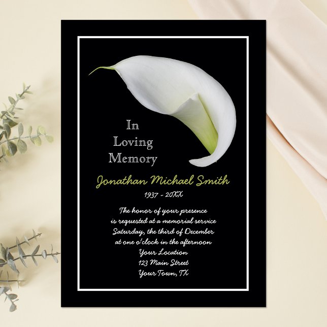 Floral Lily Funeral Memorial Service Invitation (Creator Uploaded)