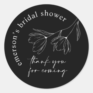 Floral Line Art Bridal Shower Favour Seal Sticker