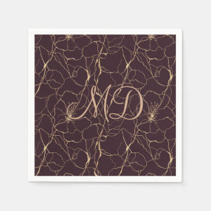 Floral Line Art Delicate Botanical Napkin