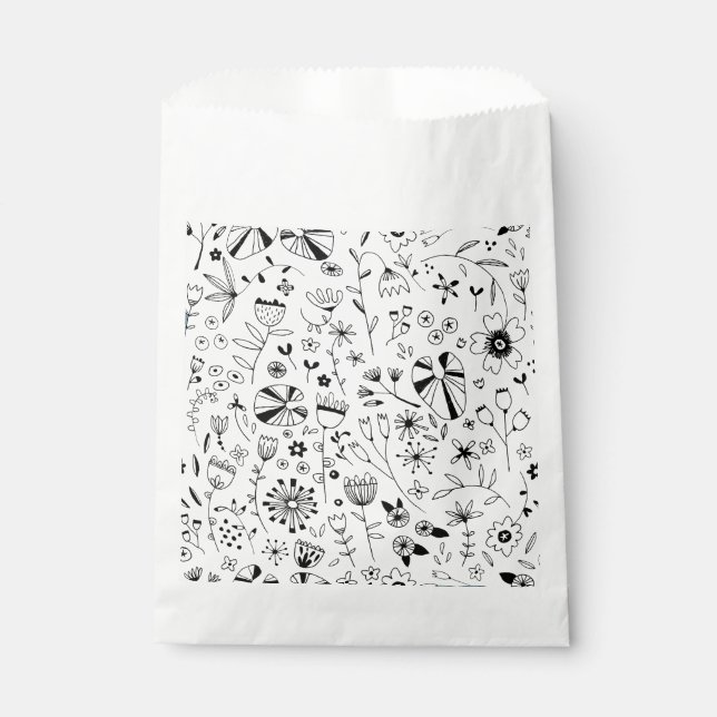 Floral Line Art Favour Bags (Front)