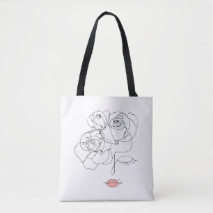 Floral Line Art: Minimal Woman. Tote Bag