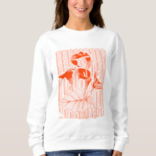 Floral line art minimalistic with orange plants sweatshirt