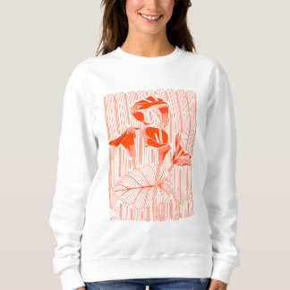 Floral line art minimalistic with orange plants sweatshirt
