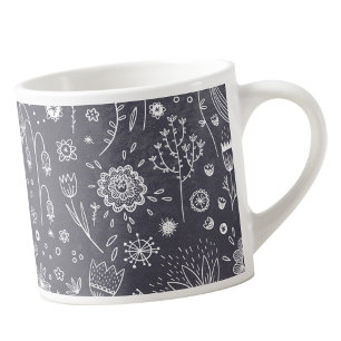 Floral Line Art Monochrome Espresso Cup