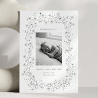 Floral Line Art Photo Black White Elegant Birth