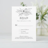 Floral Line Art Simple Bespoke Classic RSVP