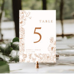 Floral Line Art Terracotta Wedding Table Number<br><div class="desc">Modern minimalist earthy toned wedding table number.</div>