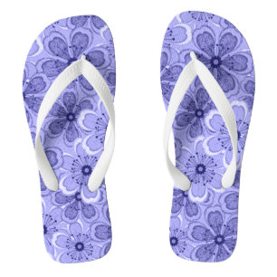 Floral Line Art White N Purple Jandals