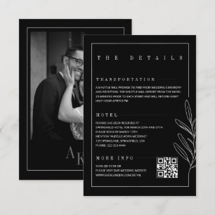 Floral Line Rustic Black Elegant Wedding Details Enclosure Card