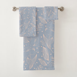 Floral linear pattern. Illustration with flower Bath Towel Set