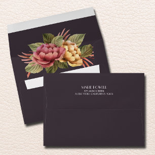 Floral Lined Dark Envelope