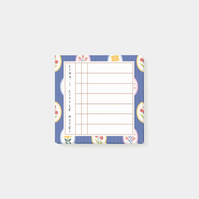 Floral Lined Frame – Blossom Time Sticky Notes (Front)