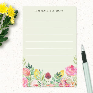 Floral Lined Personalised To Do List Notes