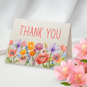 Floral Linen Thanks - Warm Inside Message Thank You Card