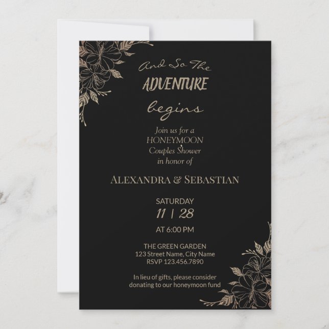 Floral Lines Grass Honeymoon Shower Invitation (Front)