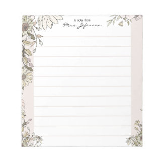 Floral Lines Pure Teacher Notepad