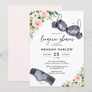 Floral Lingerie Party Underwear Bridal Shower Invitation