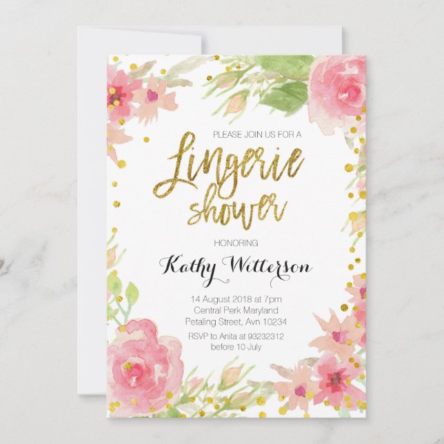 Floral Lingerie Shower Invitation (Front)