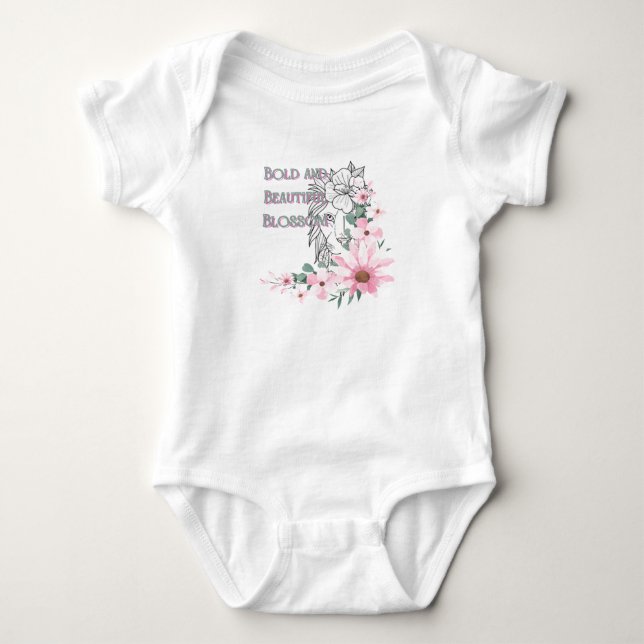 Floral Lion Baby Bodysuit. Bodysuit (Front)