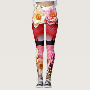 Floral Lips Artistry Leggings