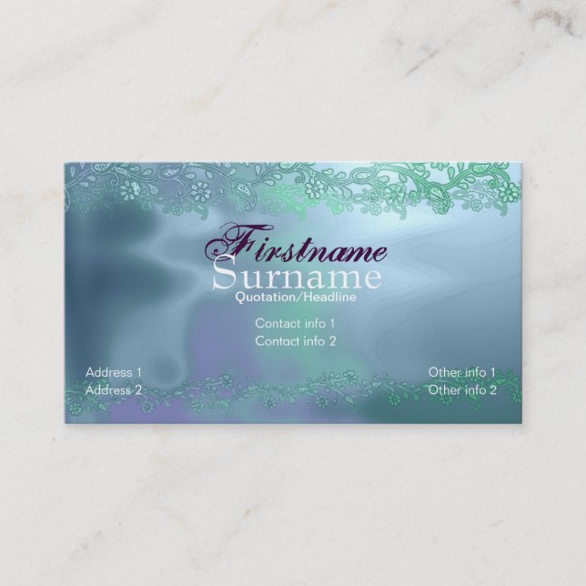 Floral Liquid Aqua Business Card (Front)