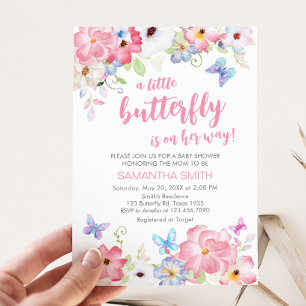 Floral Little Butterfly Baby Shower Invitation