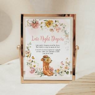 Floral Little Cowgirl Baby Late Night Diapers Poster