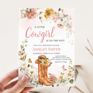 Floral Little Cowgirl Baby Shower Invitation