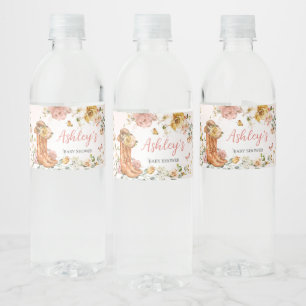 Floral Little Cowgirl Baby Shower  Water Bottle Label