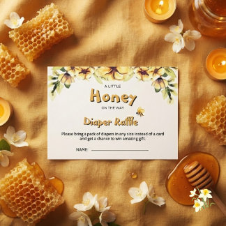 Floral  Little Honey Bee Honeycomb Diaper Raffle Enclosure Card