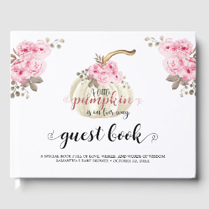 Floral Little Pumpkin Girl Baby Shower Pink Flower Guest Book