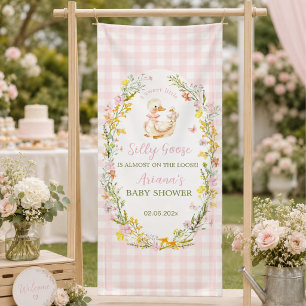 Floral Little Silly Goose Girl Baby Shower Banner