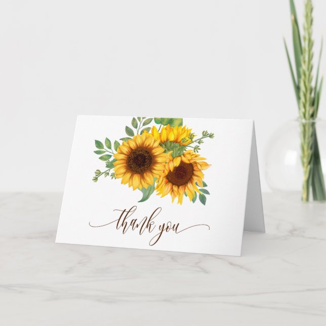 Floral Little Sunflower Baby Shower Thank You Card (Front)