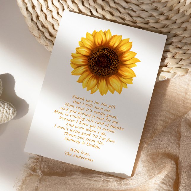 Floral Little Sunflower Baby Shower Thank You Card (Creator Uploaded)