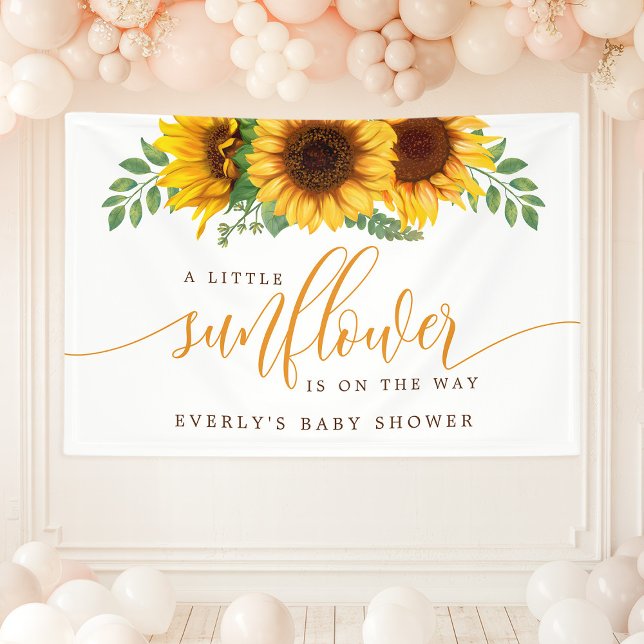 Floral Little Sunflower On The Way Baby Shower Banner (Creator Uploaded)