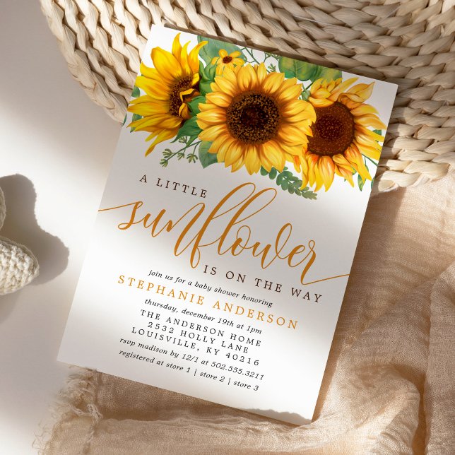 Floral Little Sunflower On The Way Baby Shower Invitation (Creator Uploaded)